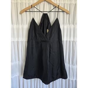 NWT Club Monaco Womens Medium Silk Black Cami Racerback Minimalist Modern Classy